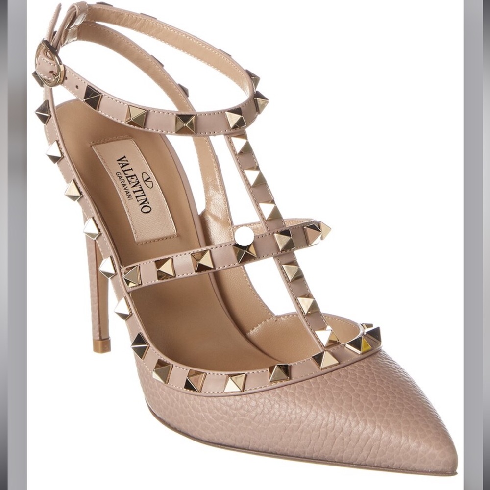 Valentino Rockstud Caged 100 Grainy Leather Pump